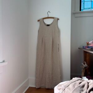 Maiwa linen dress heavyweight oat linen maxi dress made in Vancouver